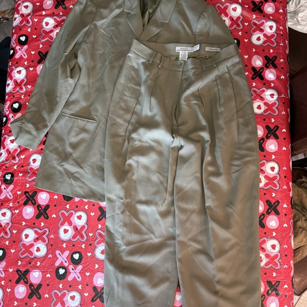 AKA Eddie Bauer Vtg Women 18 Tall Green Wool Blazer Jacket & Sz 16 Trousers‎ Set